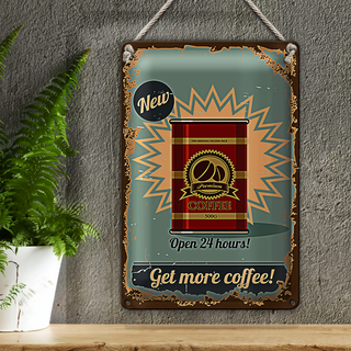 Blechschild Retro 20x30cm Kaffee get more Coffee 500g