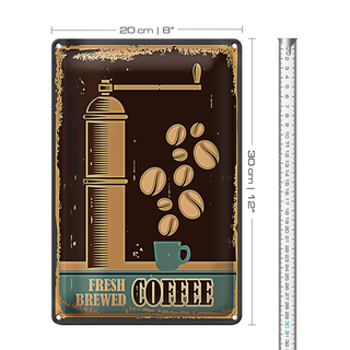 Blechschild Retro 20x30cm Kaffee Coffee fresh brewed