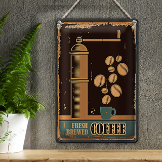 Blechschild Retro 20x30cm Kaffee Coffee fresh brewed