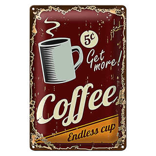 Blechschild Retro 20x30cm Kaffee Coffee endless cup