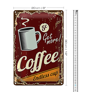 Blechschild Retro 20x30cm Kaffee Coffee endless cup