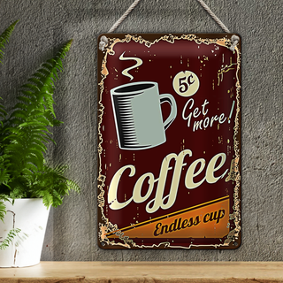 Blechschild Retro 20x30cm Kaffee Coffee endless cup