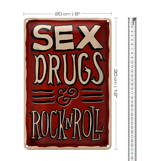 Blechschild Spruch 20x30cm Sex drugs Rock n Roll
