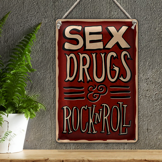 Blechschild Spruch 20x30cm Sex drugs Rock n Roll