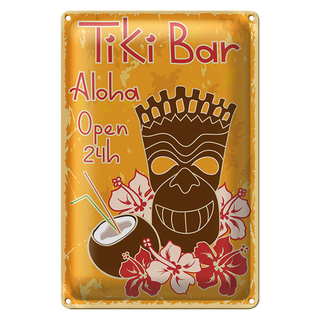 Blechschild Tiki Bar Aloha 20x30cm Hawaii Cocktails Urlaub