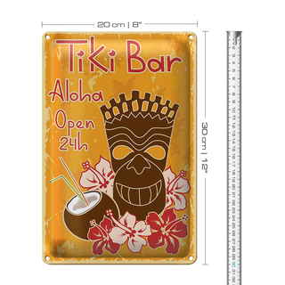 Blechschild Tiki Bar Aloha 20x30cm Hawaii Cocktails Urlaub