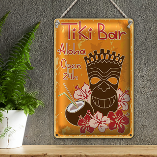 Blechschild Tiki Bar Aloha 20x30cm Hawaii Cocktails Urlaub