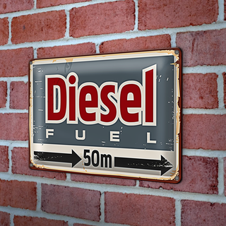 Blechschild Retro 30x20cm Diesel fuel 50 m