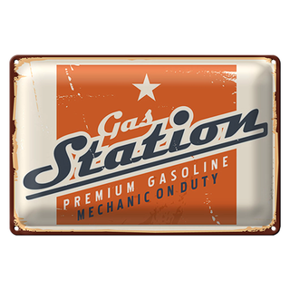 Blechschild Retro 30x20cm Gas Station Premum Tankstelle
