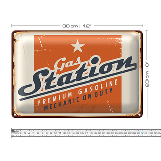 Blechschild Retro 30x20cm Gas Station Premum Tankstelle