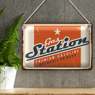 Blechschild Retro 30x20cm Gas Station Premum Tankstelle