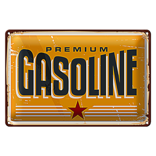 Blechschild Retro 30x20cm Premum Gasoline Tankstelle Benzin
