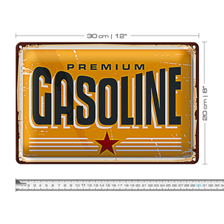 Blechschild Retro 30x20cm Premum Gasoline Tankstelle Benzin