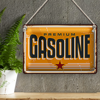 Blechschild Retro 30x20cm Premum Gasoline Tankstelle Benzin