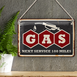 Blechschild Retro 30x20cm Gas Auto next service 100 Benzin