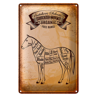 Blechschild Metzgerei 20x30cm Horse cuts Organic