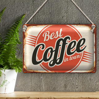 Blechschild Retro 30x20cm Kaffee best Coffee in town Wanddeko