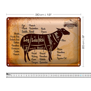 Blechschild Lamm 30x20cm Lamb cuts Organic Metzgerei