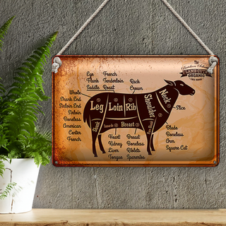 Blechschild Lamm 30x20cm Lamb cuts Organic Metzgerei