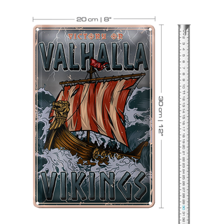 Blechschild Schiff 20x30cm Valhalla Vikings