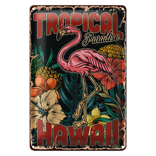 Blechschild Retro 20x30cm Hawaii Tropical Paradise