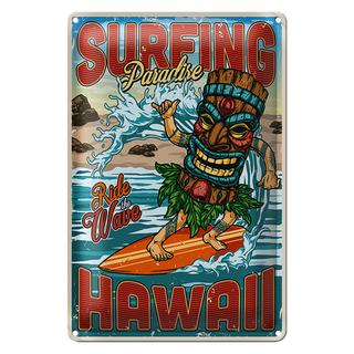 Blechschild Surfing 20x30cm Paradise Hawaii Sommer Sport