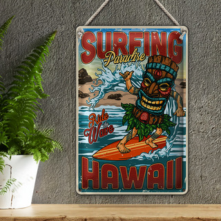 Blechschild Surfing 20x30cm Paradise Hawaii Sommer Sport