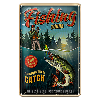 Blechschild Angeln 20x30cm Fishing Tours