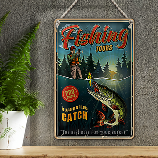 Blechschild Angeln 20x30cm Fishing Tours