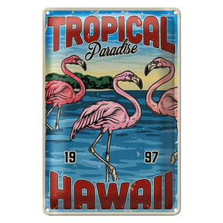 Blechschild Retro 20x30cm Tropical Paradise Hawaii