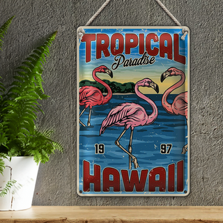 Blechschild Retro 20x30cm Tropical Paradise Hawaii