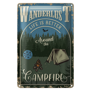 Blechschild Retro 20x30cm Wanderlus camping
