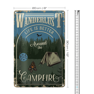 Blechschild Retro 20x30cm Wanderlus camping