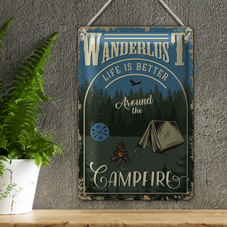 Blechschild Retro 20x30cm Wanderlus camping