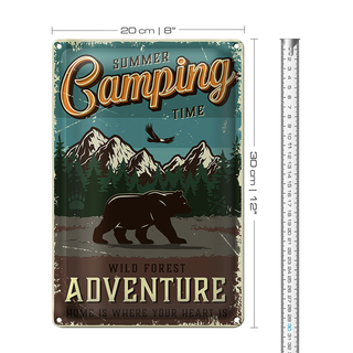 Blechschild Retro 20x30cm Summer Camping Time wild Forest