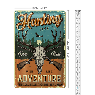 Blechschild Retro 20x30cm Hunting Time Adventure Abenteuer