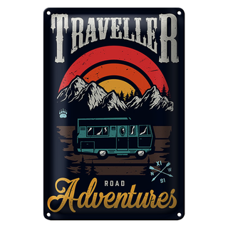 Blechschild Camping 20x30cm Traveller Adventure Abenteuer