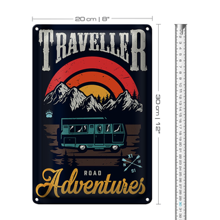Blechschild Camping 20x30cm Traveller Adventure Abenteuer