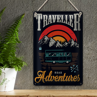 Blechschild Camping 20x30cm Traveller Adventure Abenteuer