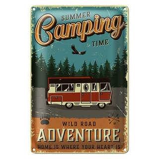 Blechschild Retro 20x30cm Summer Camping Adventure