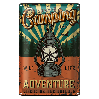 Blechschild Retro 20x30cm Summer Camping Time Adventure