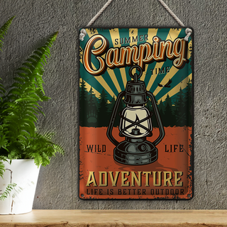 Blechschild Retro 20x30cm Summer Camping Time Adventure