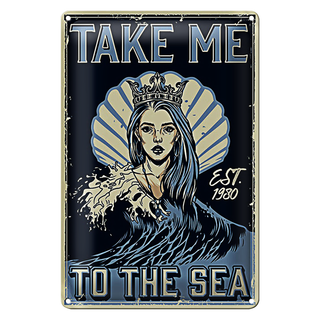 Blechschild Pinup 20x30cm Take me to the sea