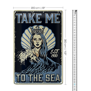 Blechschild Pinup 20x30cm Take me to the sea
