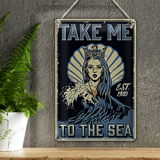Blechschild Pinup 20x30cm Take me to the sea