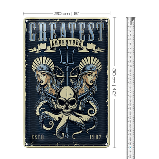 Blechschild Pinup 20x30cm greatest adventure
