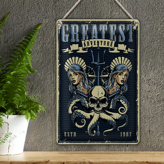 Blechschild Pinup 20x30cm greatest adventure