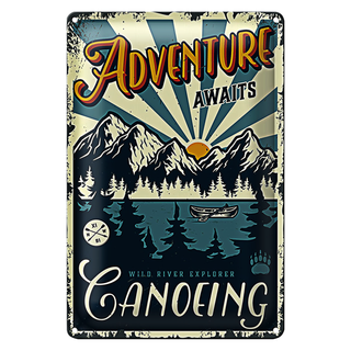 Blechschild Kanu 20x30cm Adventure awaits Ganoeing Sport