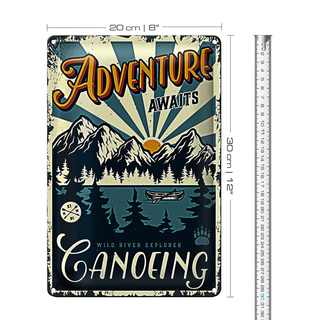 Blechschild Kanu 20x30cm Adventure awaits Ganoeing Sport