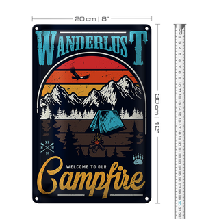 Blechschild Camping 20x30cm Wanderlus Campfire Outdoor